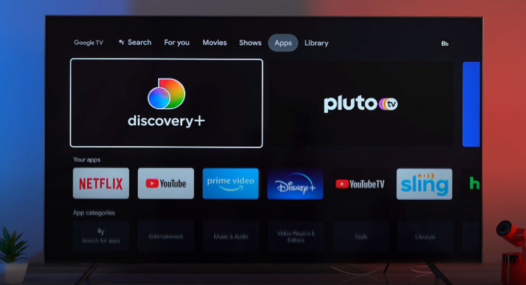 بخش دانلود برنامه در Google TV