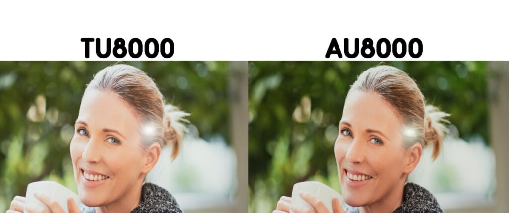 مقایسه بازتاب نور AU8000 با TU8000