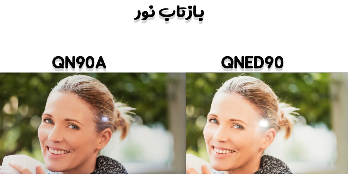 مقایسه بازتاب نور تلویزیون QNED90 با QN90A
