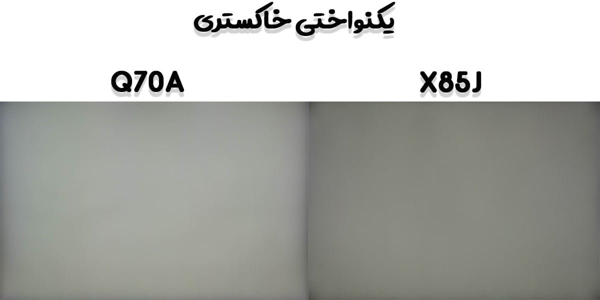 مقایسه تلویزیون Q70A با X85J یکنواختی خاکستری