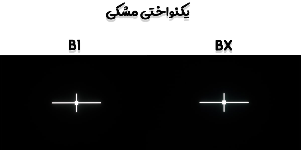 مقایسه یکنواختی مشکی در تلویزیون BX و B1