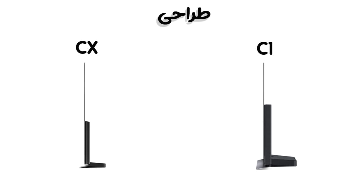 مقایسه تلویزیون C1 با CX در طراحی