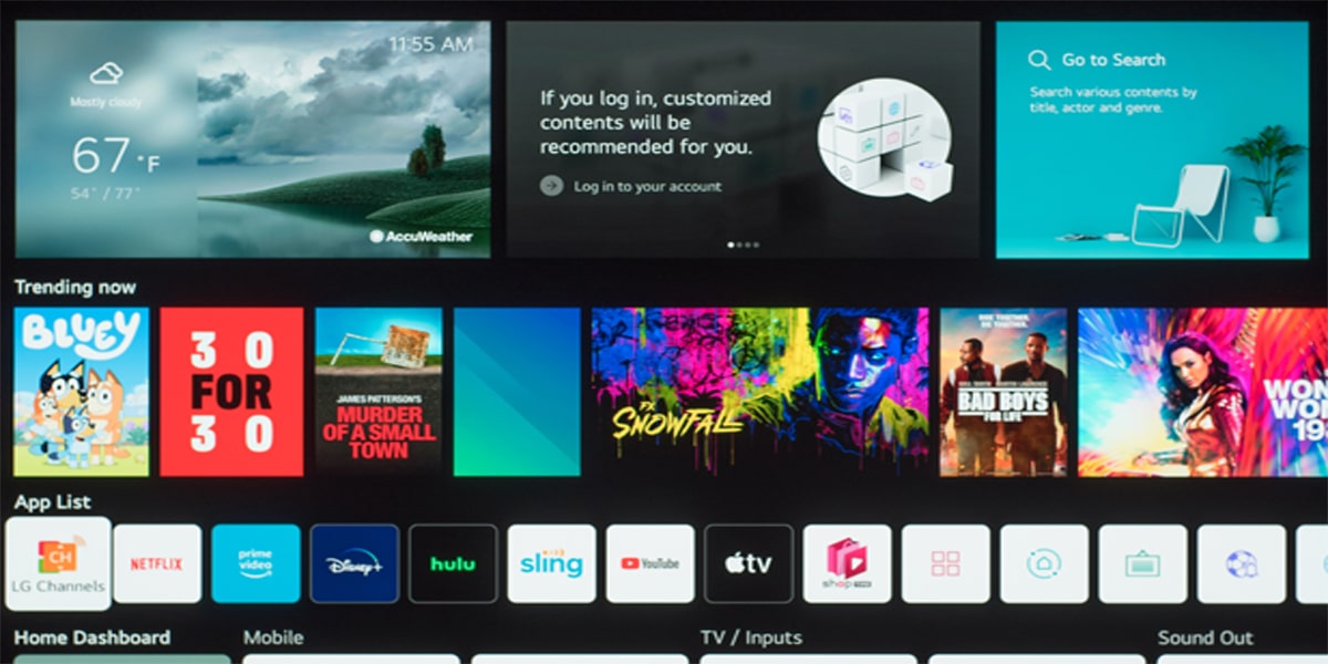 رابط کاربری WebOS در تلویزیون‌های ال‌جی 