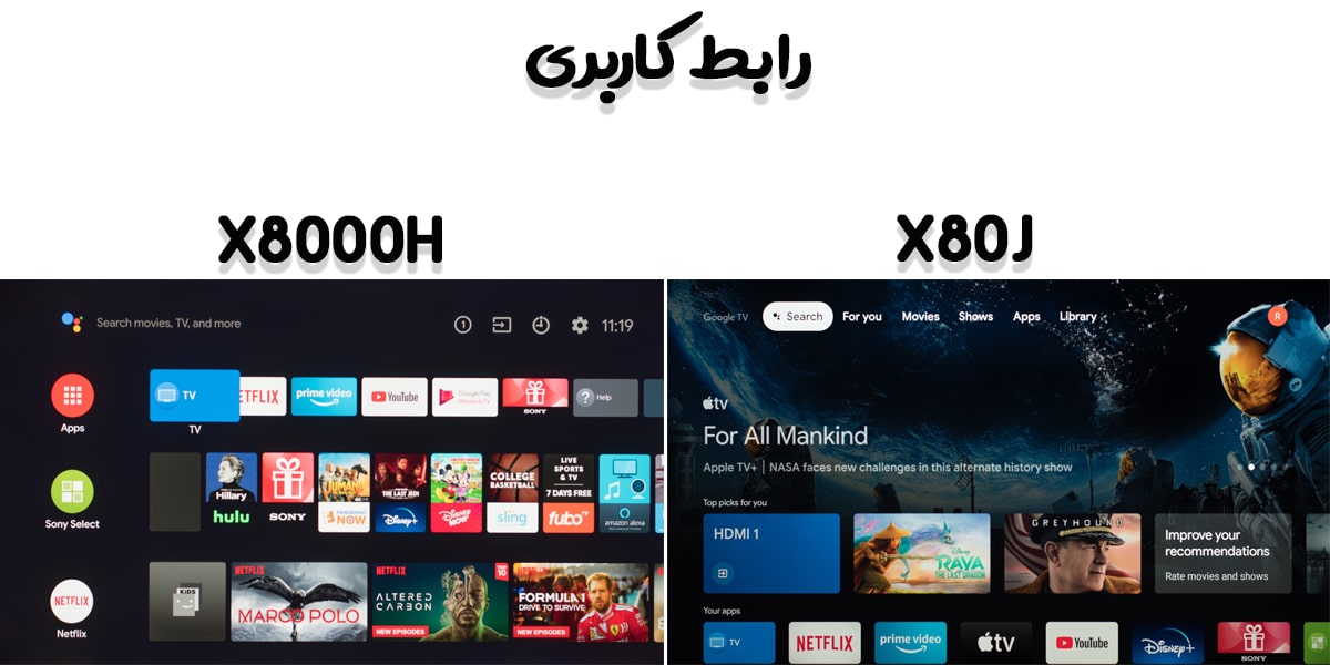 مقایسه رابط کاربری سیستم عامل سونی