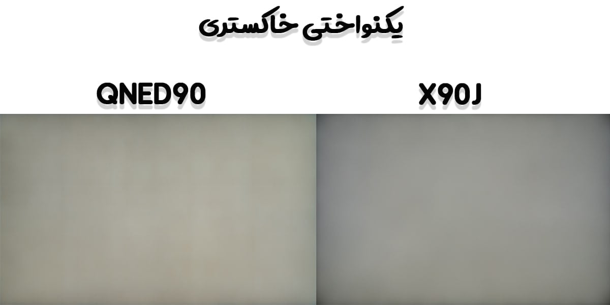 مقایسه یکنواختی خاکستری تلویزیون‌های QNED90 و X90J