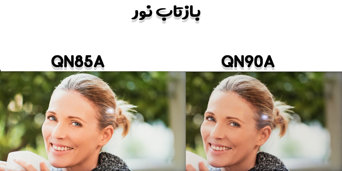 مقایسه تلویزیون QN85A با QN90A در بازتاب نور